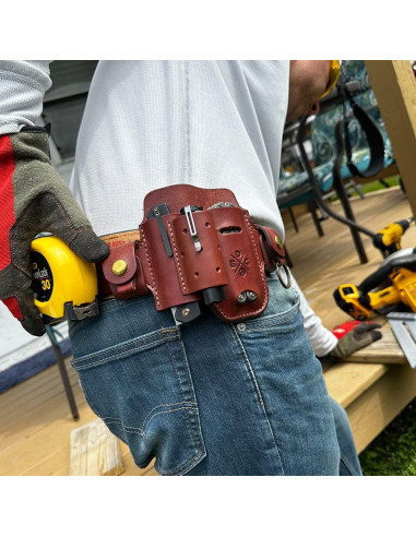 Funda de Cuero EDC 1791 para Multiherramienta y Linterna