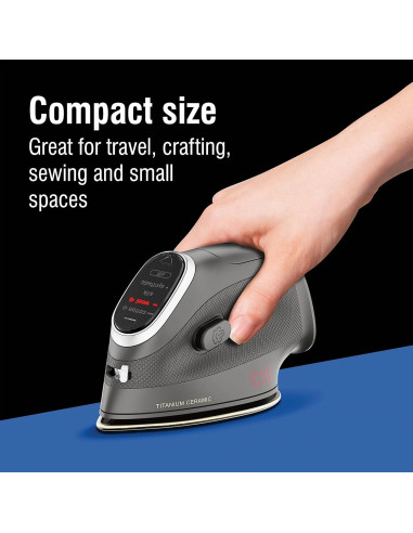 Plancha Mini de Vapor CHI 1000W Cerámica Titanio Negro