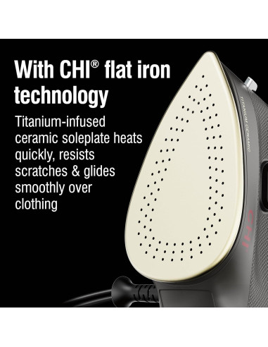 Plancha Mini de Vapor CHI 1000W Cerámica Titanio Negro