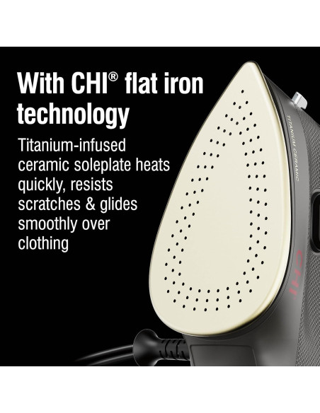 Plancha Mini de Vapor CHI 1000W Cerámica Titanio Negro