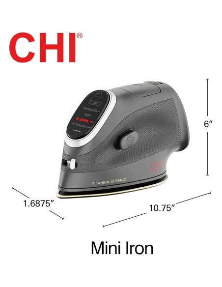 Plancha Mini de Vapor CHI 1000W Cerámica Titanio Negro