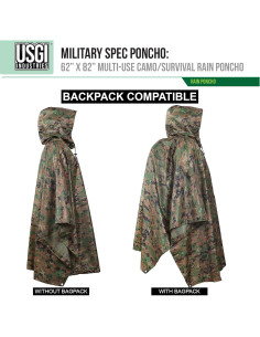 Poncho Militar USGI Industries Multiuso Camuflaje 157.5x208.3cm 2