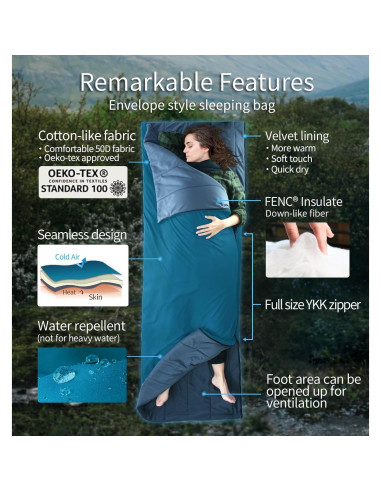 Saco de dormir Litume C071 Ultra Comfort 10C 1.6kg 3 estaciones