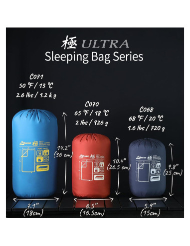 Saco de dormir Litume C071 Ultra Comfort 10C 1.6kg 3 estaciones