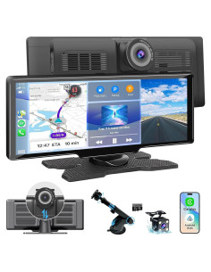 Pantalla Inalámbrica 10.26" CarPlay 4K con Cámara 1080P