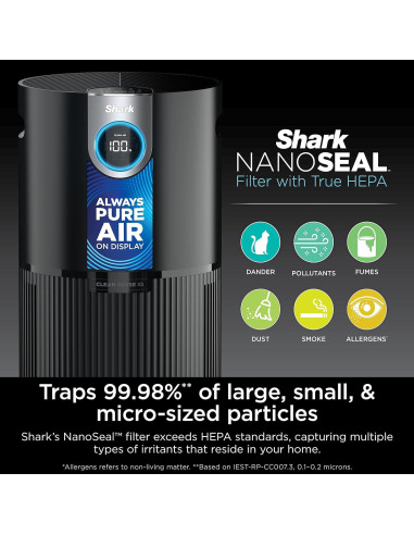Purificador de Aire Shark AP1000 HEPA 102 m, Alergias, Silencioso