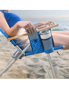 Silla de Playa Plegable Alta Tommy Bahama 7 Posiciones Azul 2