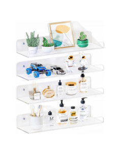 Estantes Flotantes de Acrílico Freyvora 4 Unidades 38.1x11.18 cm