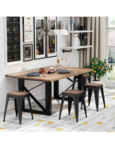 Juego de 4 Taburetes de Bar de Metal Changjie 45.72 cm Negro Mate 2