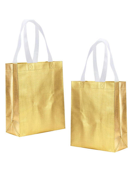 Bolsas de Regalo Reutilizables Tendwarm 12 Pcs Doradas 20x10x25 cm