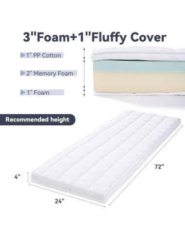 Colchón enrollable para cuna Aurour 190.5x61cm viscoelástico