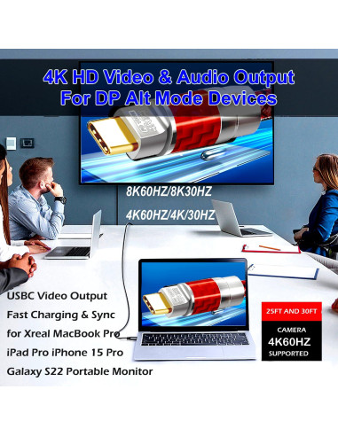 Cable USB-C a USB-C 4K 100W 15FT Yotetion Trenzado