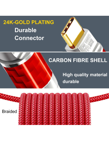 Cable USB-C a USB-C 4K 100W 15FT Yotetion Trenzado