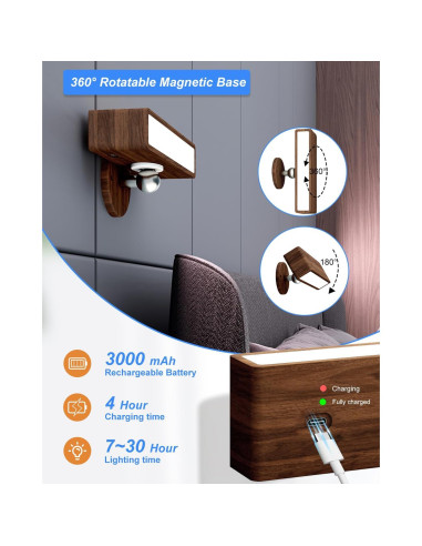 Aplique de Pared Inalámbrico YiLaie con Control Remoto 3 Colores