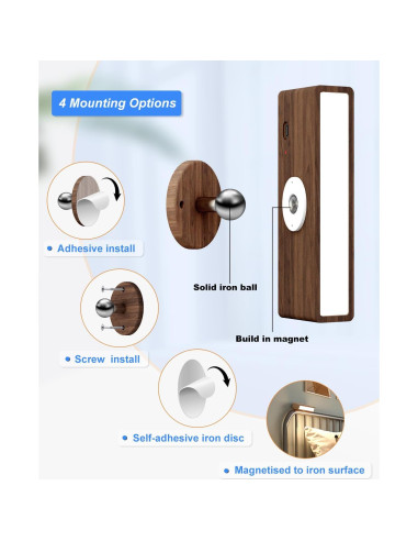 Aplique de Pared Inalámbrico YiLaie con Control Remoto 3 Colores