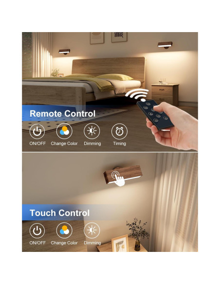 Aplique de Pared Inalámbrico YiLaie con Control Remoto 3 Colores