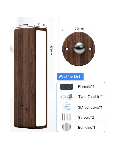 Aplique de Pared Inalámbrico YiLaie con Control Remoto 3 Colores