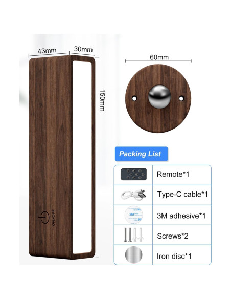 Aplique de Pared Inalámbrico YiLaie con Control Remoto 3 Colores