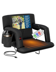 Asiento de Estadio Calentado Alpcour Deluxe 53 cm Negro