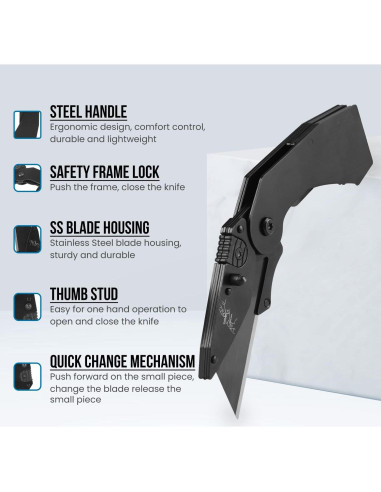 Cuchillo Utility Plegable Lichamp C6BK 9.19cm Acero Inoxidable