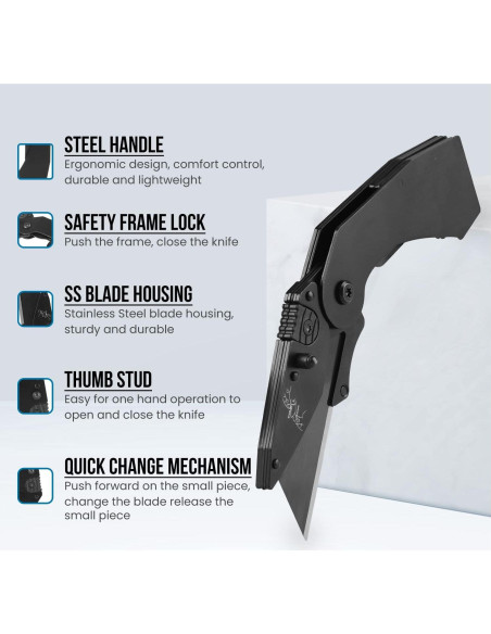 Cuchillo Utility Plegable Lichamp C6BK 9.19cm Acero Inoxidable