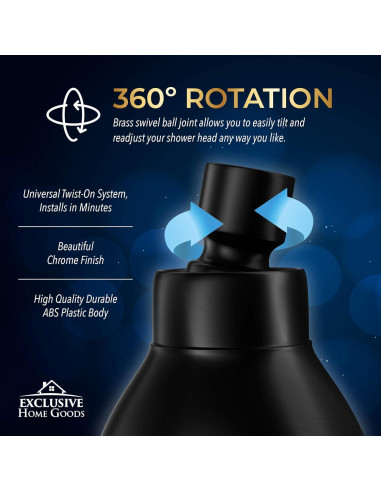 Cabezal de Ducha Alta Presión Heatsistence Negro Mate 1.8 GPM