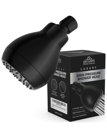 Cabezal de Ducha Alta Presión Heatsistence Negro Mate 1.8 GPM