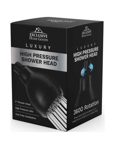 Cabezal de Ducha Alta Presión Heatsistence Negro Mate 1.8 GPM