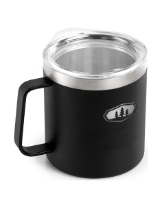 Taza de Campamento GSI Outdoors Glacier 450 ml Negra Aislada
