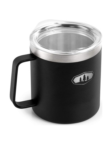 Taza de Campamento GSI Outdoors Glacier 450 ml Negra Aislada