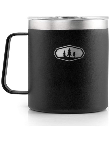 Taza de Campamento GSI Outdoors Glacier 450 ml Negra Aislada