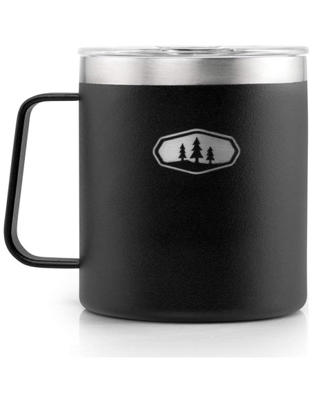 Taza de Campamento GSI Outdoors Glacier 450 ml Negra Aislada