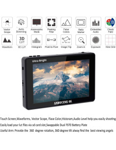 Monitor de Cámara ANDYCINE C7 7" 2200nits Pantalla Táctil 2