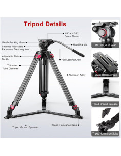 Trípode Profesional Miliboo MTT609A Aluminio 15kg 47-170cm 2