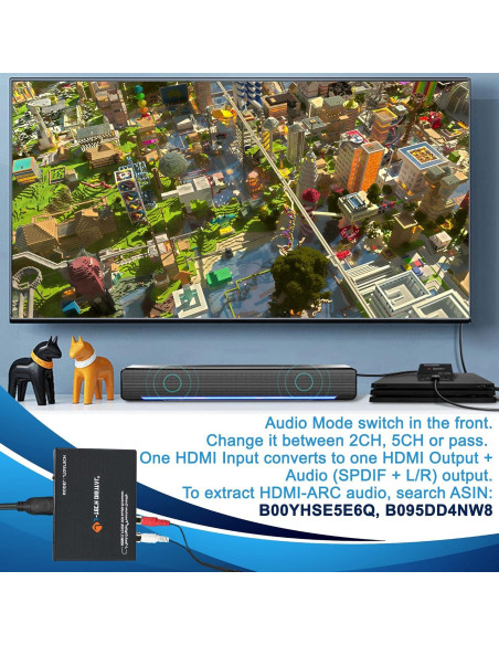 Extractor de Audio HDMI J-Tech Digital 4K@30Hz JTDAT5CH