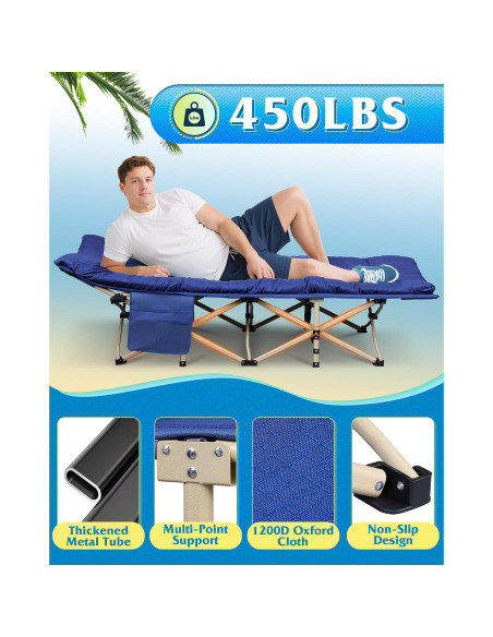 Cama de Camping Plegable WLIVE 1200D Azul 185.7x69cm 204kg