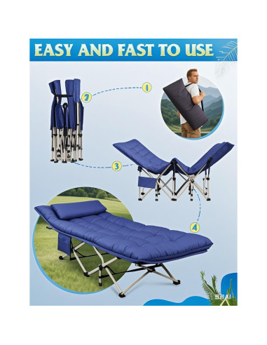 Cama de Camping Plegable WLIVE 1200D Azul 185.7x69cm 204kg