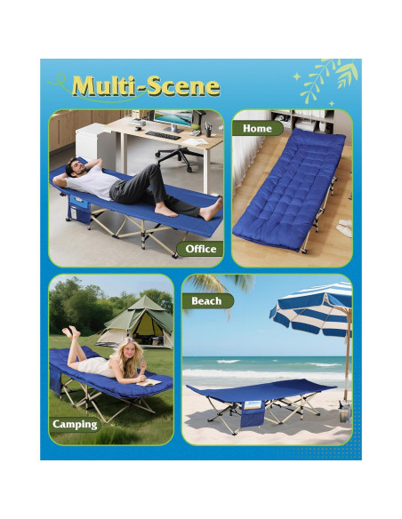 Cama de Camping Plegable WLIVE 1200D Azul 185.7x69cm 204kg