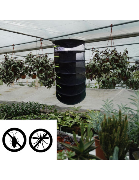 Red de Secado de Hierbas 6 Capas Miayaya con Cremalleras Verdes