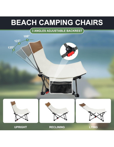 Sillas de Playa Plegables WTVIDAS 2 Unidades con Respaldo Ajustable