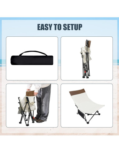 Sillas de Playa Plegables WTVIDAS 2 Unidades con Respaldo Ajustable