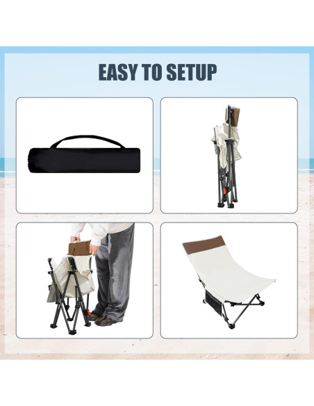 Sillas de Playa Plegables WTVIDAS 2 Unidades con Respaldo Ajustable