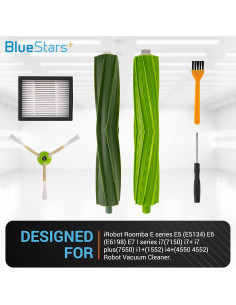 Kit de Reemplazo BlueStars para iRobot Roomba E, I, J - 2 Cepillos, 4 Filtros HEPA 2