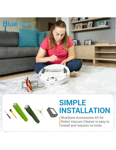 Kit de Reemplazo BlueStars para iRobot Roomba E, I, J - 2 Cepillos, 4 Filtros HEPA