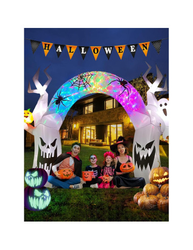 EBANKU Decoración Inflable Halloween 5.18m Fantasma Colorido LED