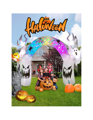 EBANKU Decoración Inflable Halloween 5.18m Fantasma Colorido LED