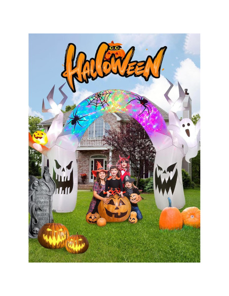 EBANKU Decoración Inflable Halloween 5.18m Fantasma Colorido LED