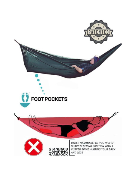 Hamaca de Camping Skyin Gris 2.84m x 1.88m Ligera y Portátil