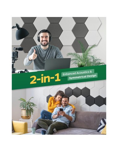 Paneles Aislantes de Sonido Topnaca 12 Hexágonos 30.48x25.4cm