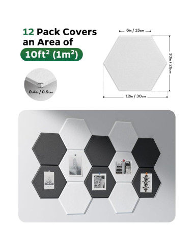 Paneles Aislantes de Sonido Topnaca 12 Hexágonos 30.48x25.4cm